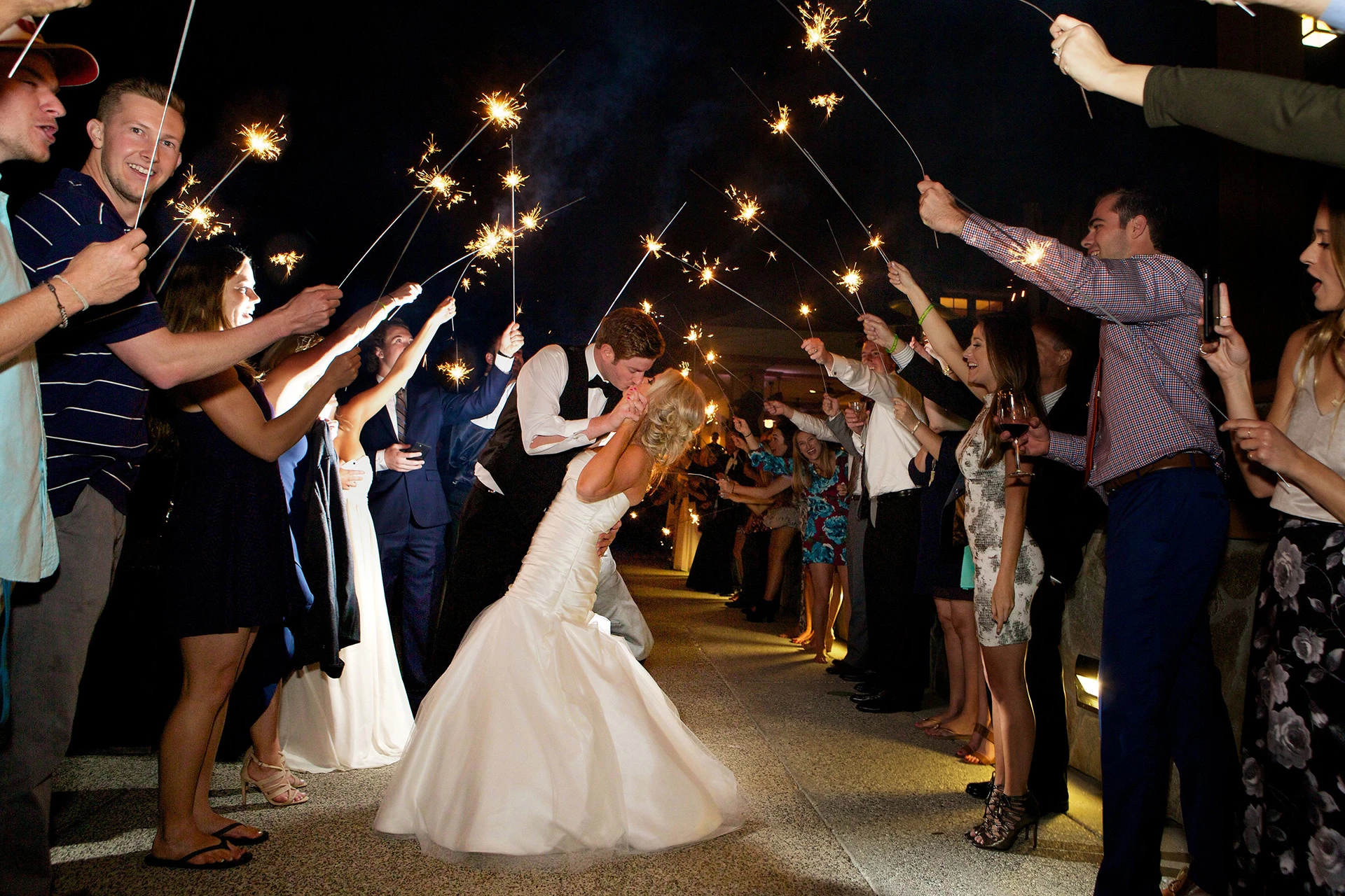 Wedding Couple Sparklers Country Club