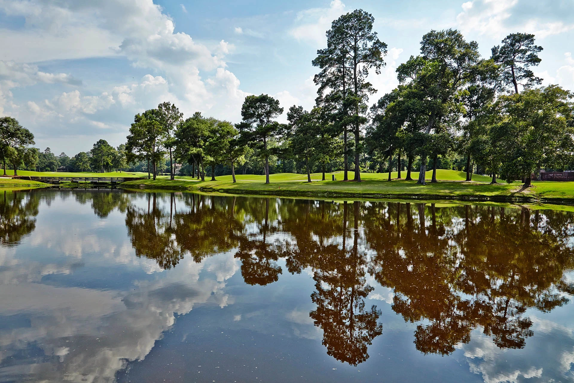 pond on one of the Woodlands' golf courses